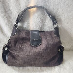 Matt & Nat Dark Brown Large Shoulder Slouchy Hobo Bag Vegan Leather/cloth